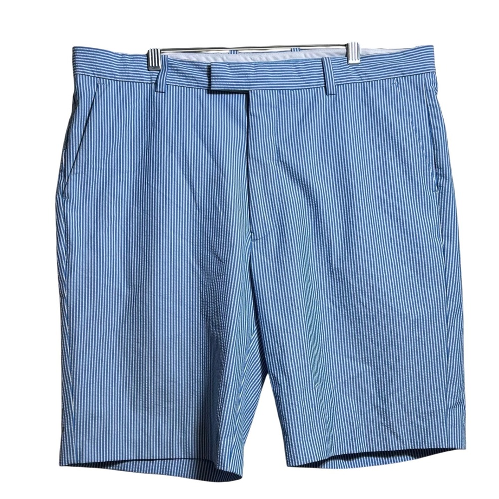 G/FORE Mens Seersucker Golf Shorts Blue White Striped Size 38